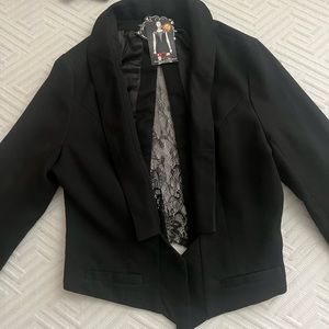 Black Womens Blazer with Lace in back (size L)